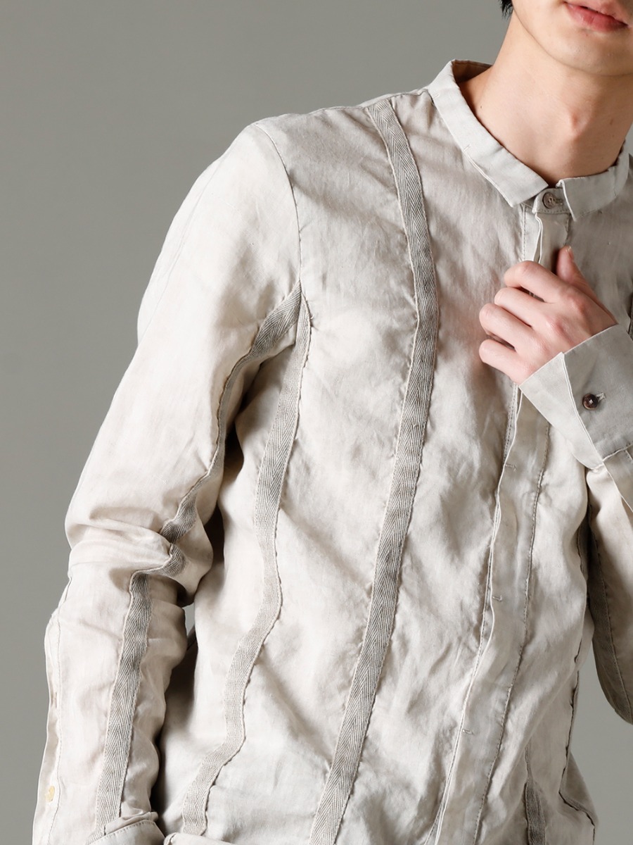 masnada 23SS regular shirt with taped design on all sides - m3059 tape Slim Shirt 3-005