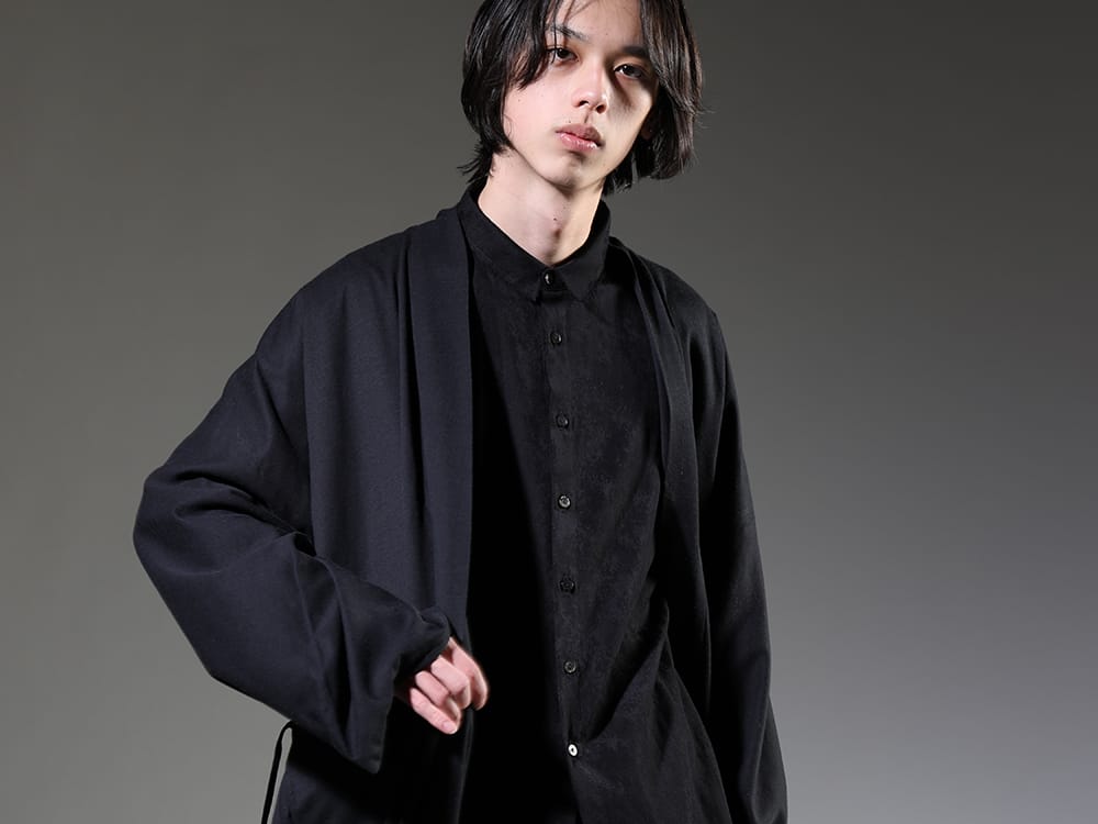 クジャク 2023SS - 和服をベースにした羽織のヤナギコート - 23SS12(ヤナギ コート) KJ-23SS18-Black(ジンチョウゲ シャツ ブラック) - 2-004
