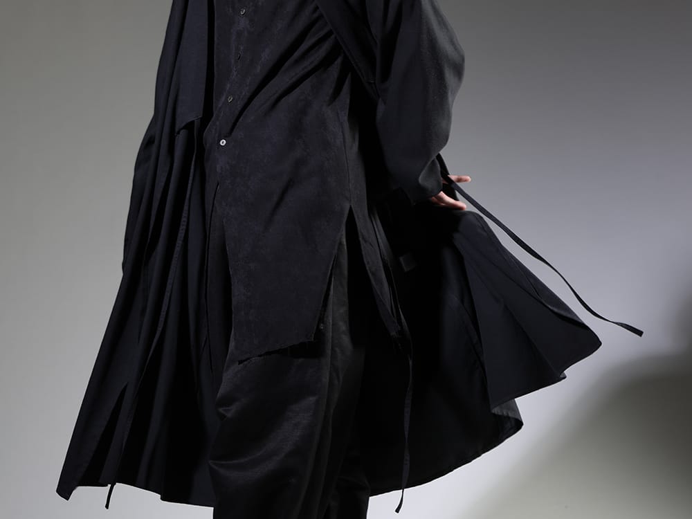 クジャク 2023SS - 和服をベースにした羽織のヤナギコート - 23SS12(ヤナギ コート) KJ-23SS18-Black(ジンチョウゲ シャツ ブラック) - 2-008