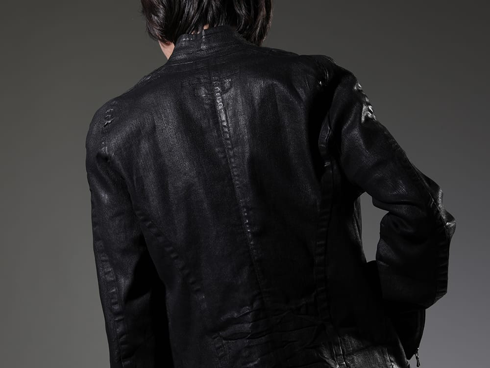 Julius 2023SS - Drape Neck Cutsew Made Slightly Oversized - 819BLM2-C(10.5oz Stretch Denim Coating Seamed Jacket)   - 2-007