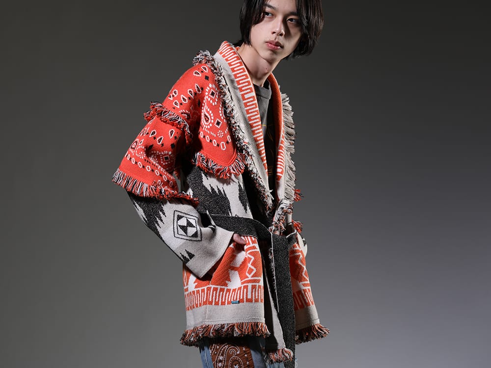 ALANUI / SAINT MICHAEL 2023SS - The ALANUI knit cardigan is made of carefully selected materials and knitted with care. - LMHS23-054(Icon Bandana Patch Jacqrd Cardigan) SM-S23-0000-029(EVIL SPILIT Long sleeve T-shirt) - 2-002