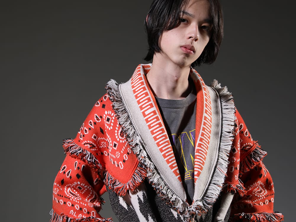 ALANUI / SAINT MICHAEL 2023SS - The ALANUI knit cardigan is made of carefully selected materials and knitted with care. - LMHS23-054(Icon Bandana Patch Jacqrd Cardigan) SM-S23-0000-029(EVIL SPILIT Long sleeve T-shirt) - 2-004