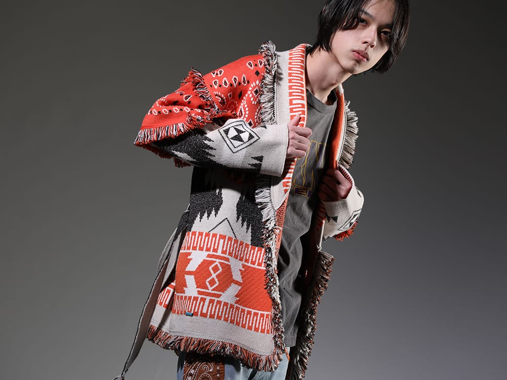 ALANUI / SAINT MICHAEL 2023SS - The ALANUI knit cardigan is made of carefully selected materials and knitted with care. - LMHS23-054(Icon Bandana Patch Jacqrd Cardigan) SM-S23-0000-029(EVIL SPILIT Long sleeve T-shirt) - 2-009