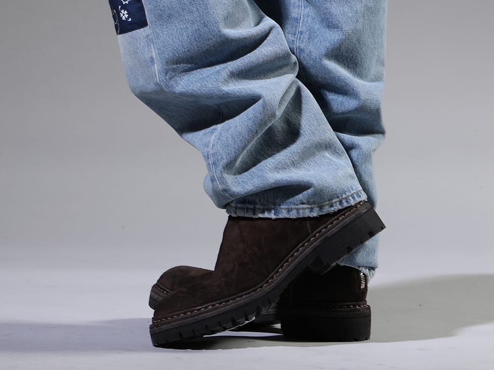 Guidi 2023SS These denim pants feature the patchwork that ALANUI is known for. - 796V_N-CV60T(Back Zip Boots Sole Rubber Norwegian Process - Horse Reverse Leather - 796V_N CV60T) - 3-007