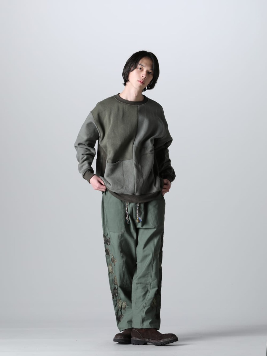 インク 2023SS - ink(インク) 2023SSコレクションより第2弾目のアイテムがデリバリー！只今より店頭・通販共に販売スタート！ - ink23-04-Khaki(ミリタリー リバーススウェット カーキ) ink23-11(バタフライ パンツ) - 1-001