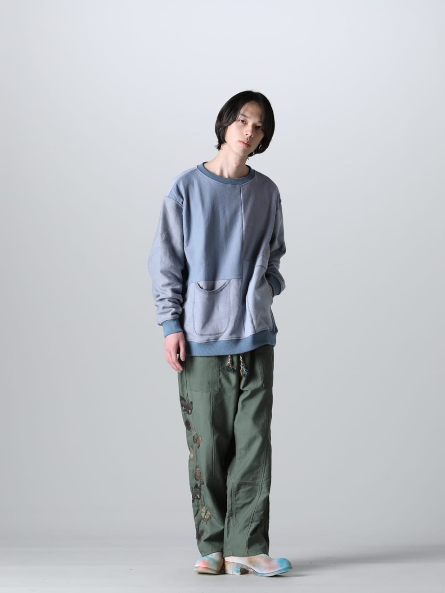 インク 2023SS - ink(インク) 2023SSコレクションより第2弾目のアイテムがデリバリー！只今より店頭・通販共に販売スタート！ - ink23-04-Sax(ミリタリー リバーススウェット サックス) ink23-11(バタフライ パンツ) - 1-012