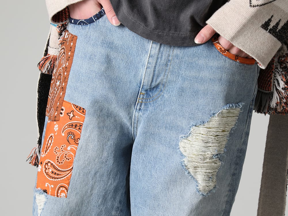 アラヌイ 2023SS - ALANUI(アラヌイ) 2023SSコレクションより最終入荷分のアイテムがデリバリー！只今より店頭・通販共に販売スタート！ - LMYS23-200(バギーデニム パッチワークジーンズ) - 1-009