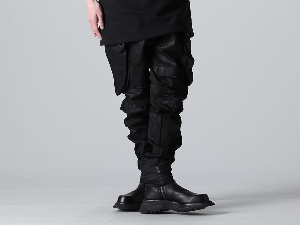 ユリウス 2023SS - JULIUS(ユリウス) 2023SSコレクションより第6弾目のアイテムがデリバリー！只今より店頭・通販共に販売スタート！ - 819PAM5-C(10.5oz ストレッチデニム ガスマスク コーティング スキニーパンツ) - 1-002