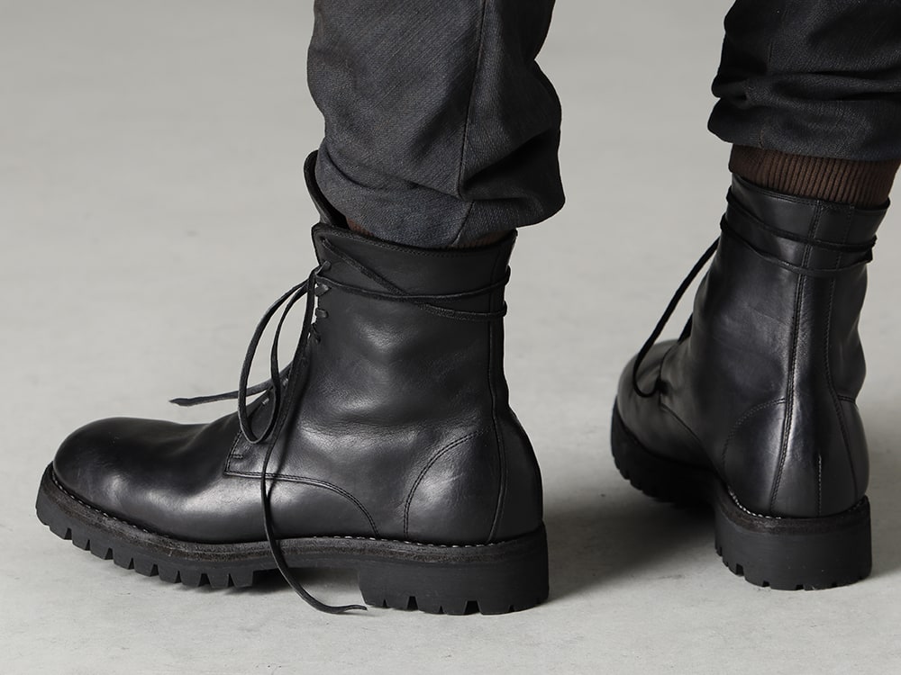D.HYGEN GUIDI23SS Goes well with rugged boots。 -  795V-Black-Horse Lace-up boots with rubber sole - Horse full grain leather - 795V 3-006