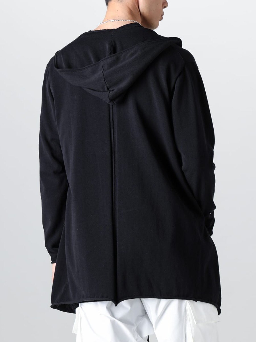 RIPVANWINKLE - リップヴァンウィンクル 2023SS 風通しの良い素材かつ、ミニマルな雰囲気のニットカーデフーディにホワイトカラーのショーツをセレクト。  - RW-504 - ニット カーデ フーディ - RW-528 - クロス ニットジャージー 2-002