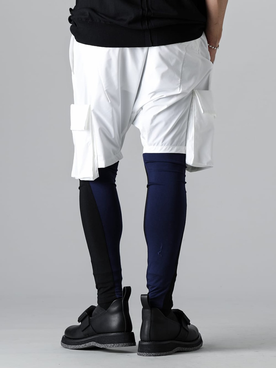 RIPVANWINKLE - リップヴァンウィンクル 2023SS SOLOTEXジャージ素材を使用したクライミング仕様の新型ショーツにバイカラーレギンスをセレクト - RW-538-White - ブッシュショーツ ホワイト - RW-518-Black × Navy - バイカラー レギンス ブラック × ネイビー - RW-520 - タクティカル ダービーゴア 3-002