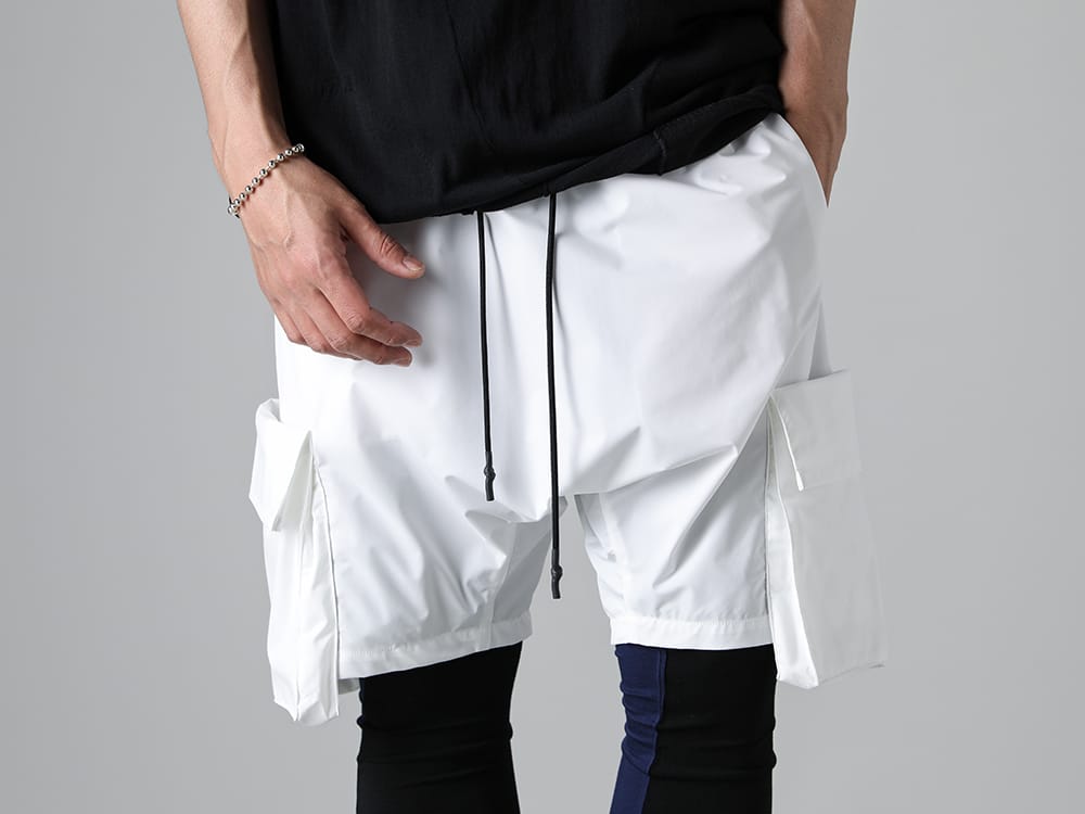 RIPVANWINKLE - リップヴァンウィンクル 2023SS SOLOTEXジャージ素材を使用したクライミング仕様の新型ショーツにバイカラーレギンスをセレクト - RW-538-White - ブッシュショーツ ホワイト 3-003