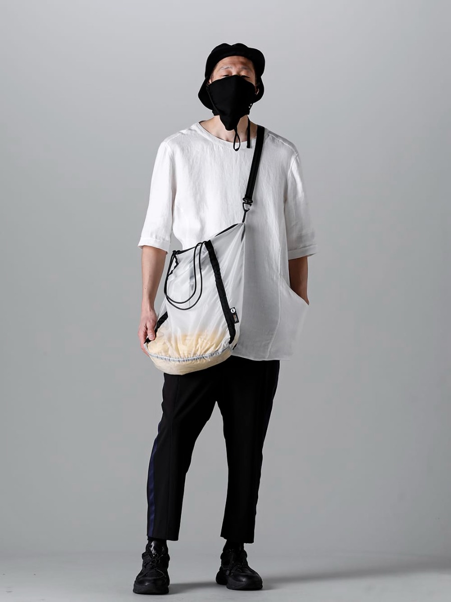 RIPVANWINKLE - リップヴァンウインクル 2023SS 別売りで販売されているRW-552「ストラップ」をショルダーベルトとして使用！ - RW-502-Mustard - ソリッド ジャージー カーデ マスタード - RW-529-Euro White - ソリッド シャツT ユーロホワイト - RW-534 - グルカ パンツ - RW-556 - フィード ハット - RW-551 - パッカブル トート - RW-552 - ストラップ - SCV879C001 - フェアー ウィンドライト 4-001