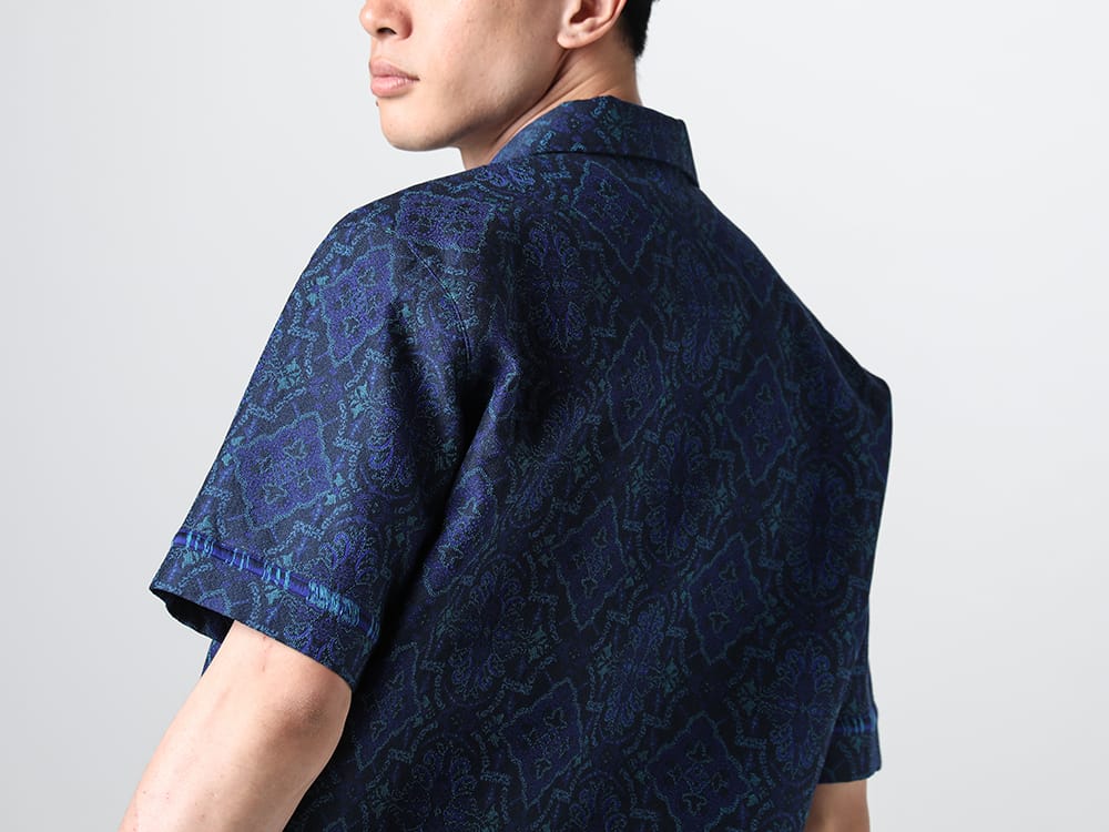 IRENISA - 2023SS The focal point of this item is its three-dimensional look like a kimono! A special shirt that lets you fully enjoy the fun of jacquard fabric!  - IH-23SS-B013-MN - Open Collar Short-Sleeved Shirt 2-004