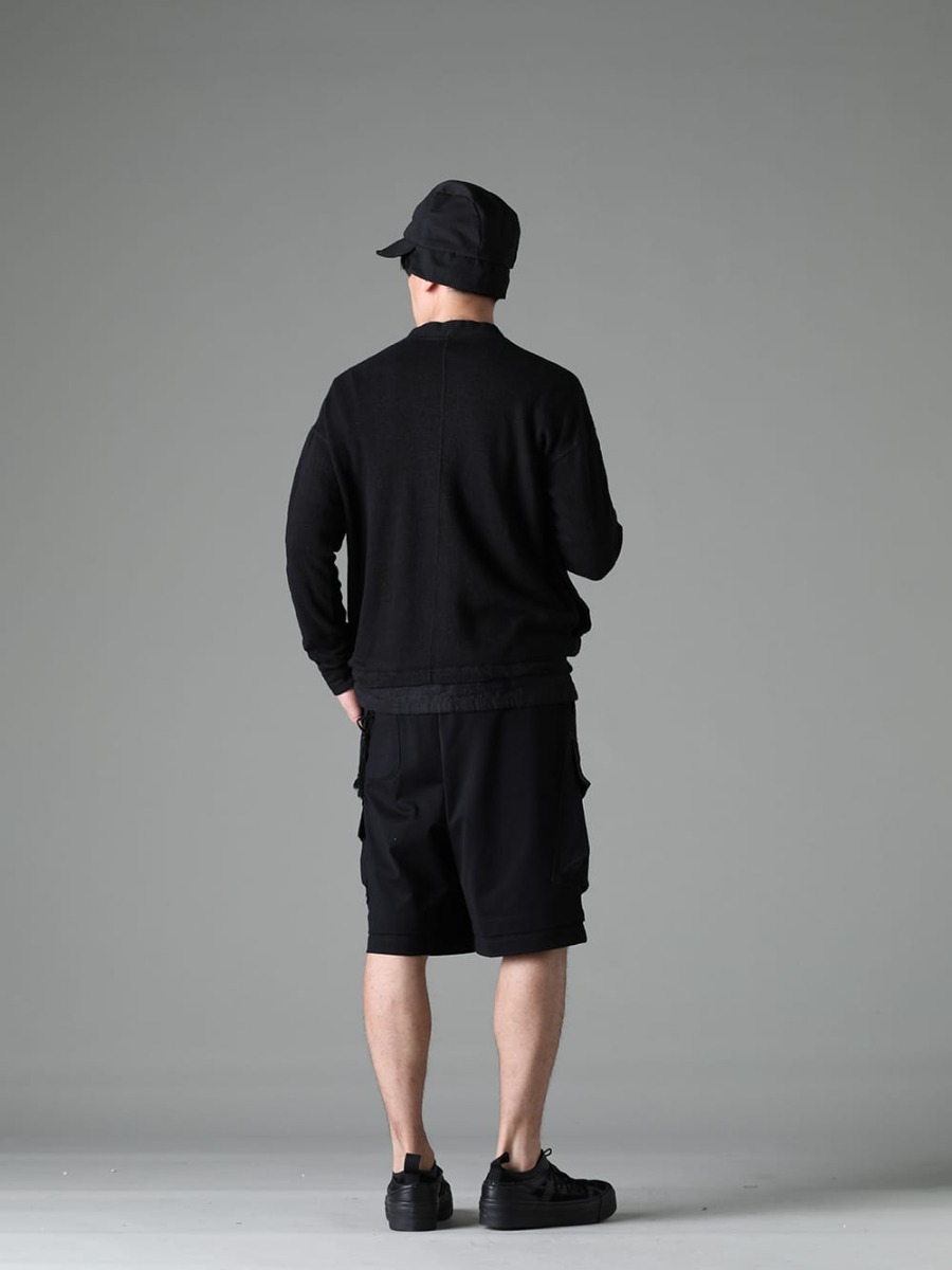 The Viridi-anne 2023SS - Spring style with a black tone - VI-3600-01-Black(Linen/Cotton Jersey Cardigan Black) VI-3616-09-Black(Cap Black) VI-3613-01-Black(Double Layerd T-Shirt Black) VI-3607-04-Black(Jersey Short Pants Black)  VI-3555-09-Black(Sneakers Black) - 1-003