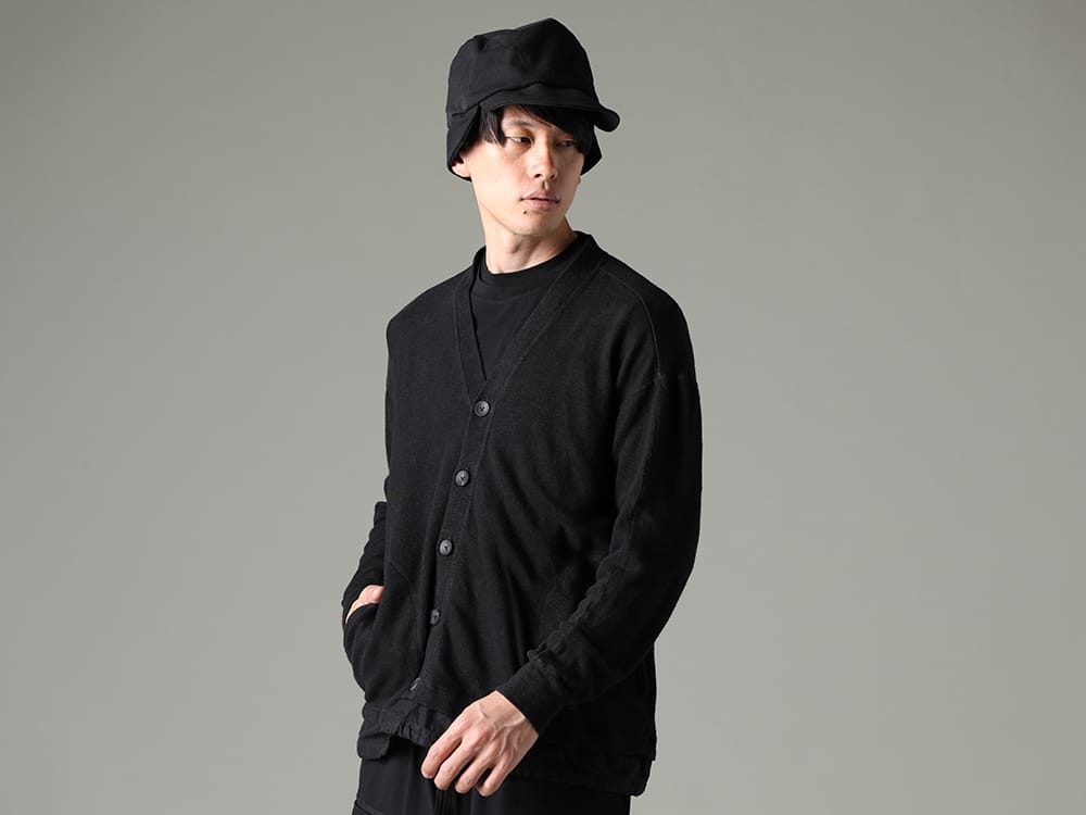 The Viridi-anne 2023SS - Spring classic items that can be easily worn and removed - VI-3600-01-Black(Linen/Cotton Jersey Cardigan Black) VI-3613-01-Black(Double Layerd T-Shirt Black) VI-3616-09-Black(Cap Black) - 2-001