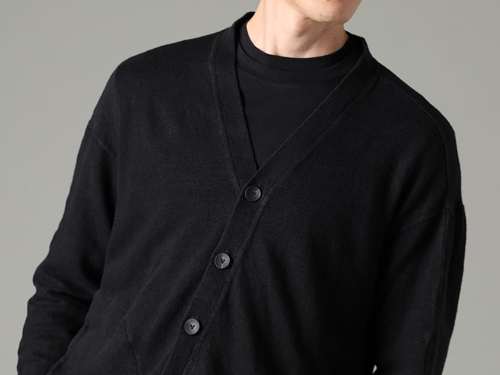 The Viridi-anne 2023SS - Spring classic items that can be easily worn and removed - VI-3600-01-Black(Linen/Cotton Jersey Cardigan Black) VI-3613-01-Black(Double Layerd T-Shirt Black) - 2-004