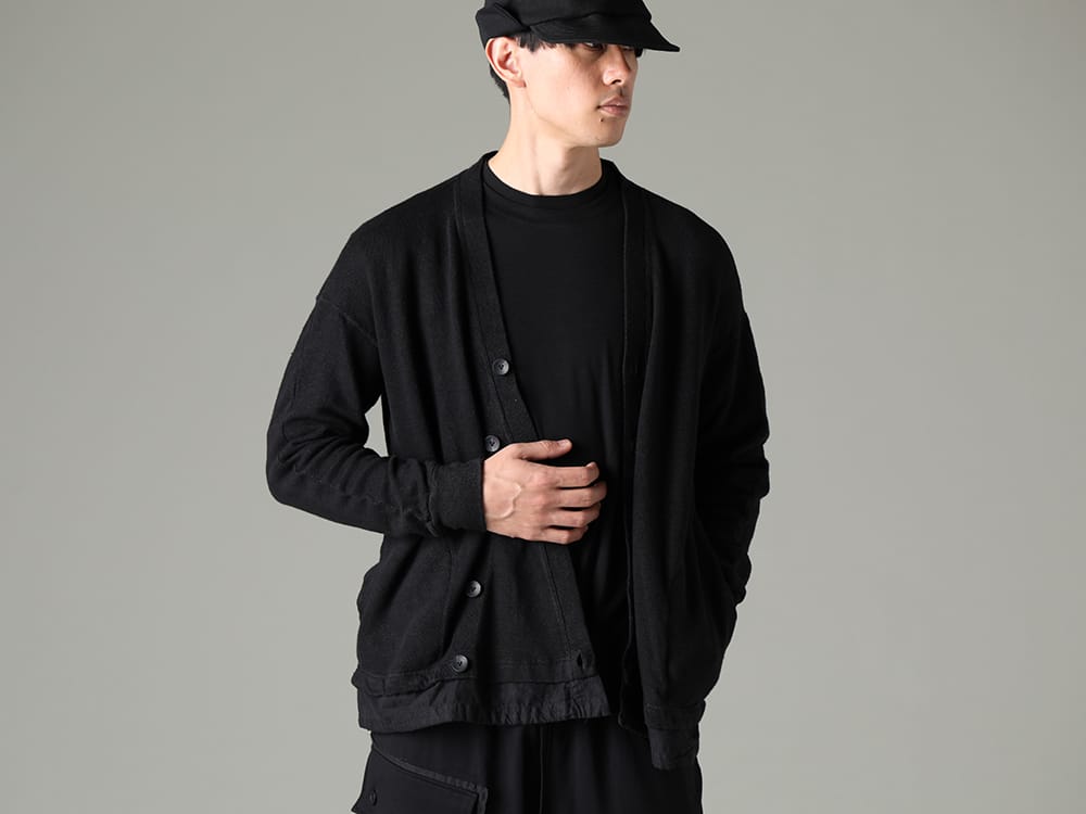 The Viridi-anne 2023SS - Spring classic items that can be easily worn and removed - VI-3600-01-Black(Linen/Cotton Jersey Cardigan Black) VI-3613-01-Black(Double Layerd T-Shirt Black) VI-3616-09-Black(Cap Black) - 2-008