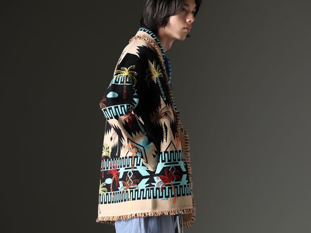 アラヌイ 2023SS - 高級感のある上質ウールで作り上げた1着 - LMHS23-050(パームツリー ジャカード アイコンカーディガン) - 2-002