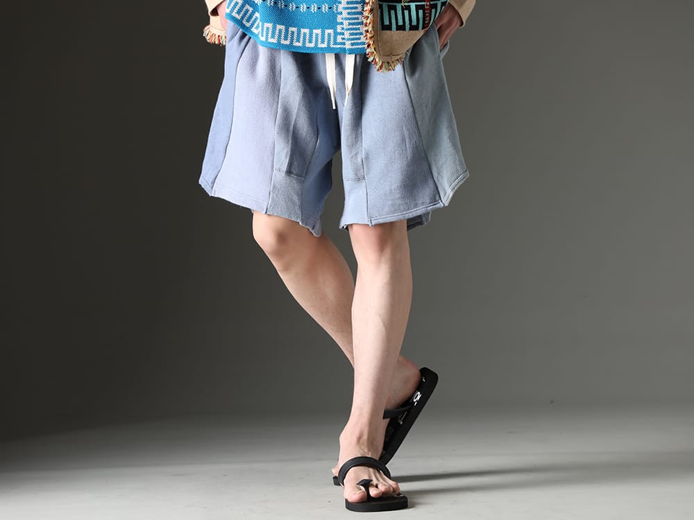 タカヒロミヤシタザソロイスト / インク 2023SS 涼しげな印象の強いカジュアルな下半身 - ink23-14-Sax(ミリタリーショーツ サックス) sgf.0001SS23(ナチュラルマテリアルサンダル) - 3-001