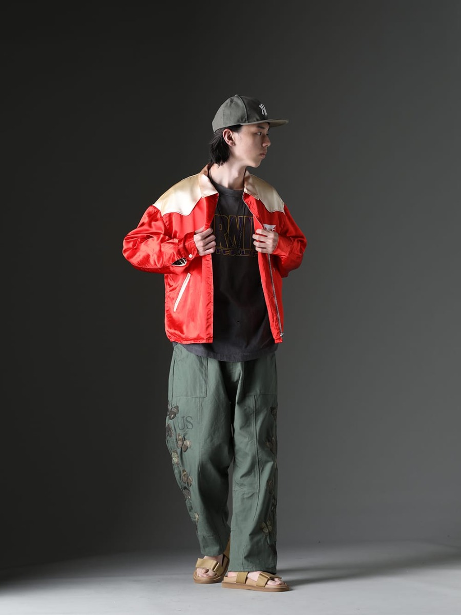 SAINT MICHAEL / NVCLEAR / TAKAHIROMIYASHITATheSoloist. / ink / UMA WANG / WERKSTATT:MÜNCHEN 2023SS styling - Casual outfit built around items with strong vintage atmosphere. - Casual style that changes the atmosphere with outerwear - SM-S23-0000-070(Western Shirt Jacket) SM-S23-0000-029(EVIL SPILIT Long sleeve T-shirt) NV_002-Vintage-Green(NV LOGO FR ARMY COTTON CAP VINTAGE GREEN) ink23-11(Bakerfly Pants) US9561-Tan(Mens Sandal Tan) M3501(Necklace charms) sa.0037SS23-Black(bone shaped carabiner bracelet.-L- Black) sa.0037SS23-Silver(bone shaped carabiner bracelet.-L- Silver) - 1-001