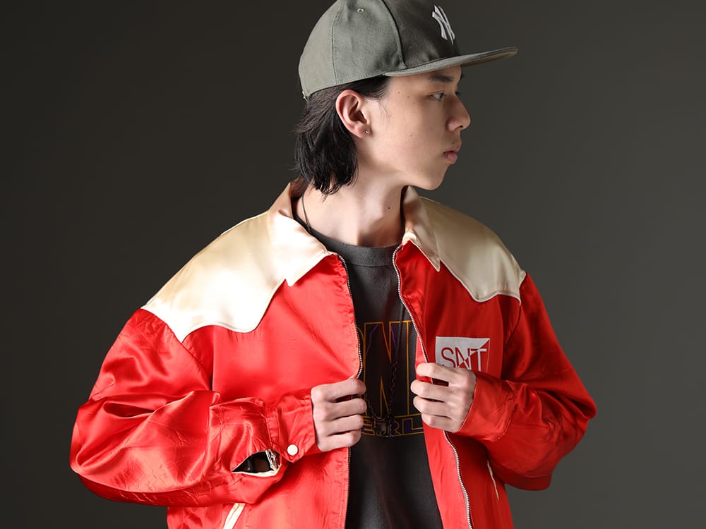 SAINT MICHAEL / NVCLEAR 2023SS - Glossy jacket and textured t-shirt - SM-S23-0000-070(Western Shirt Jacket) SM-S23-0000-029(EVIL SPILIT Long sleeve T-shirt) NV_002-Vintage-Green(NV LOGO FR ARMY COTTON CAP VINTAGE GREEN) - 2-004