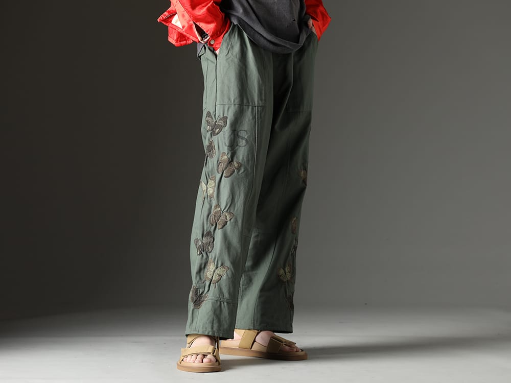 ink / UMA WANG 2023SS High design quality incorporating embroidered butterfly motifs - ink23-11(Bakerfly Pants) US9561-Tan(Mens Sandal Tan) - 3-001
