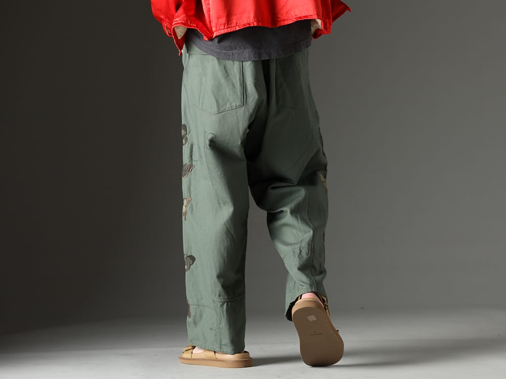 ink / UMA WANG 2023SS High design quality incorporating embroidered butterfly motifs - ink23-11(Bakerfly Pants) US9561-Tan(Mens Sandal Tan) - 3-003