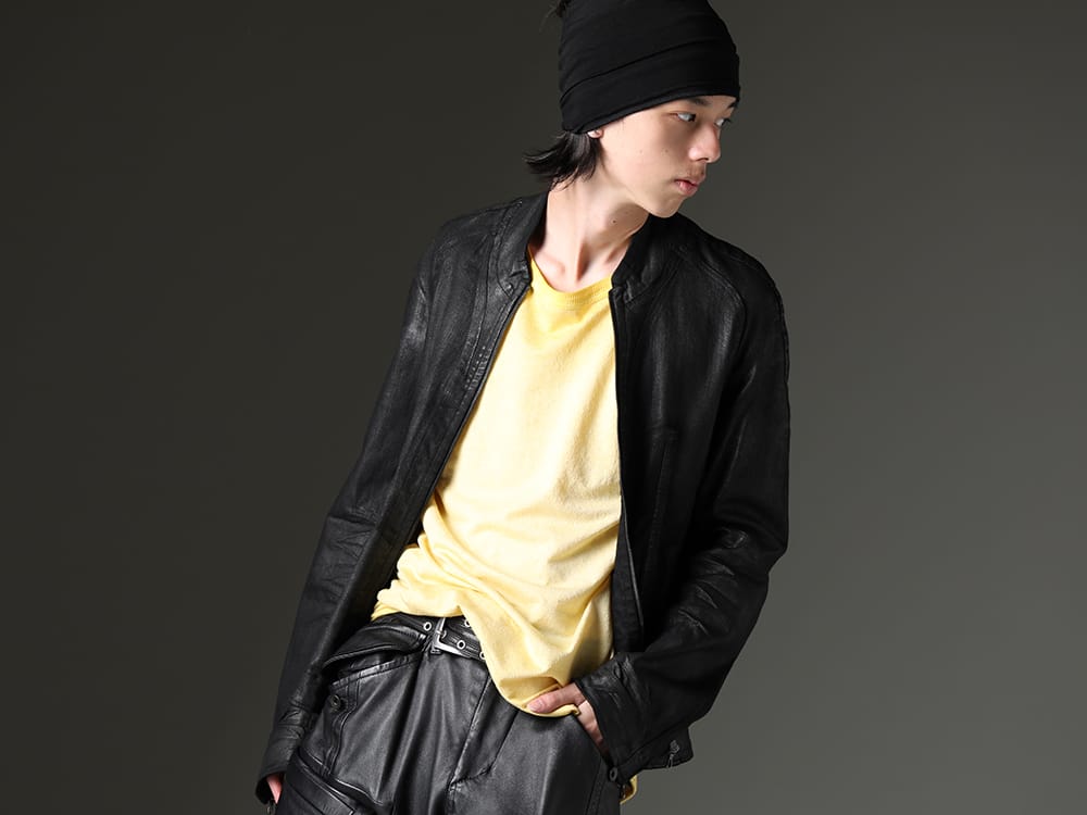 JULIUS(ユリウス) / Boris Bidjan Saberi 2023SS - 進化したシームドジャケットでスタイリッシュに - 819BLM2-C(10.5oz ストレッチデニム コーティング シームドジャケット) TS-ONE-PIECE.1-RF-FKN00001-FADED-FAT(TS ワンピース.1-RF-FKN00001 FADED FAT) 819ACU3-black(コットン/キュプラ ジャージー ヘアバンド ブラック) - 2-001