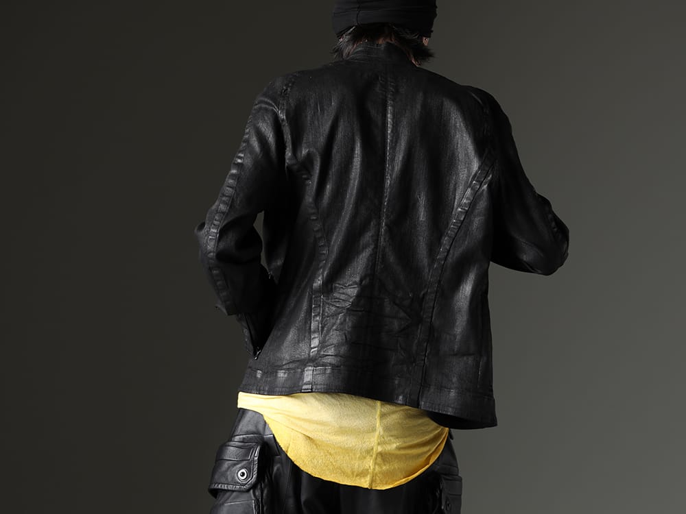 JULIUS(ユリウス) / Boris Bidjan Saberi 2023SS - 進化したシームドジャケットでスタイリッシュに - 819BLM2-C(10.5oz ストレッチデニム コーティング シームドジャケット) TS-ONE-PIECE.1-RF-FKN00001-FADED-FAT(TS ワンピース.1-RF-FKN00001 FADED FAT) 819ACU3-black(コットン/キュプラ ジャージー ヘアバンド ブラック) - 2-003