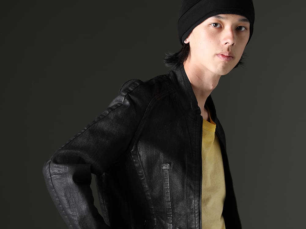 JULIUS(ユリウス) / Boris Bidjan Saberi 2023SS - 進化したシームドジャケットでスタイリッシュに - 819BLM2-C(10.5oz ストレッチデニム コーティング シームドジャケット) TS-ONE-PIECE.1-RF-FKN00001-FADED-FAT(TS ワンピース.1-RF-FKN00001 FADED FAT) 819ACU3-black(コットン/キュプラ ジャージー ヘアバンド ブラック) - 2-006