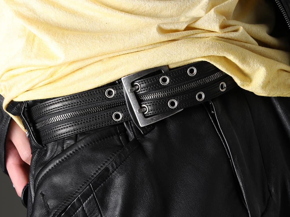 JULIUS(ユリウス) 2023SS 隅々まで考えを巡らせたディテール - 819ACU1-black-silver(カウレザー ジッパーベルト ブラック × シルバー) - 3-008