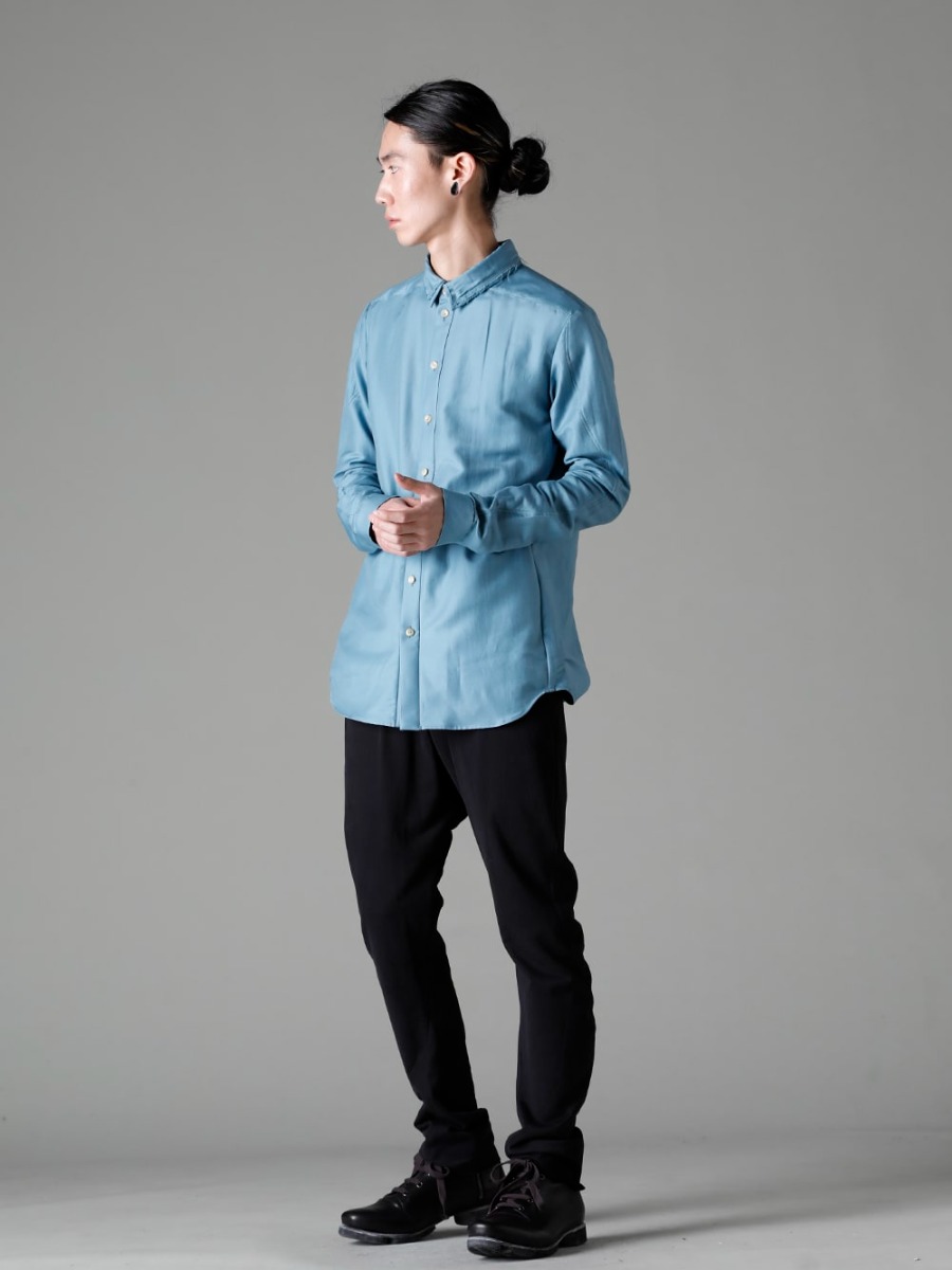 DEVOA 23SS スタンダードな形にアクセントを加えたボタンダウンシャツ - SHN-ESCR Shirt Cotton/silk - PTI-SDES スリム パンツ ショーラーダイナミック - FW-VTHS Leather shoes GUIDI Calf 3-002