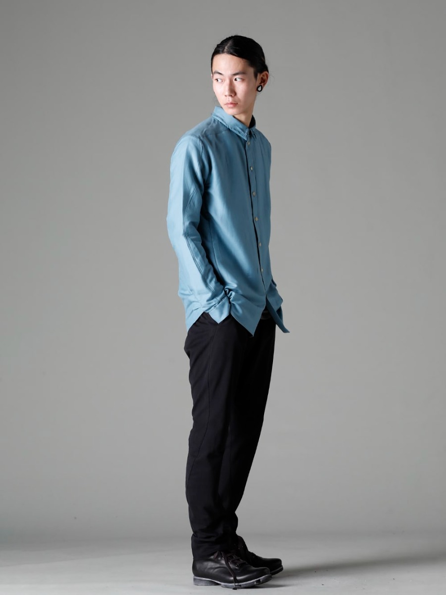 DEVOA 23SS スタンダードな形にアクセントを加えたボタンダウンシャツ - SHN-ESCR Shirt Cotton/silk - PTI-SDES スリム パンツ ショーラーダイナミック - FW-VTHS Leather shoes GUIDI Calf 3-003