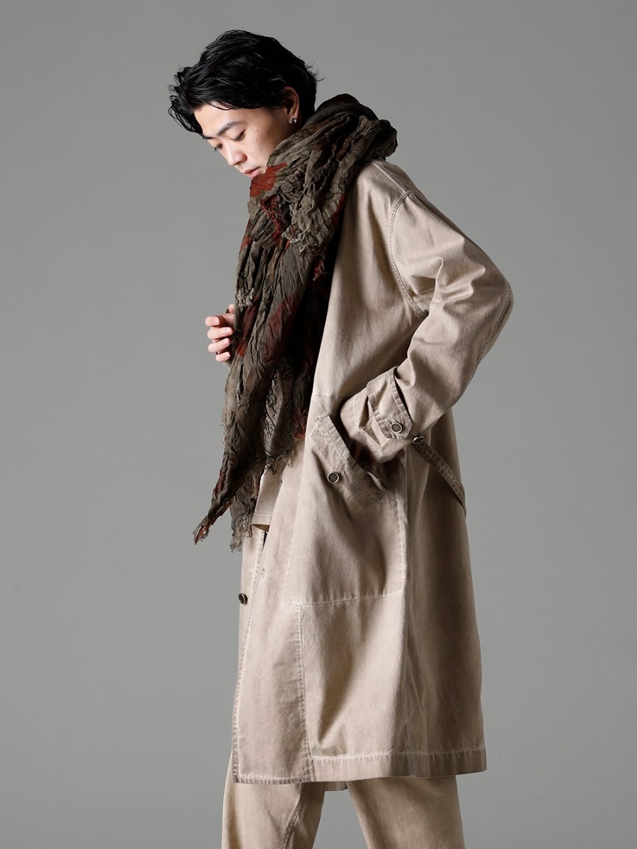 UMA WANG(ユマ・ワン) 23SS(春夏) UMA WANGのコーディネートに合う大判フローラルストールと美しい革のロングストーンバッグ - co11fwls010 Cow Mineral ロング ストーン カウ ミネラル 3-002