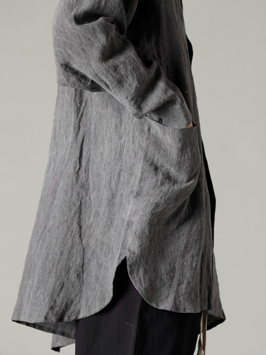 O project 23SS(春夏) Stylish with a mid-length shirt  - O15SRT3-DK-SUMI Overshirt Dark Sumi O15TS2-KINARI 3/4 Sleeve Tee Cotton Hemp Jersey Kinari 2-008