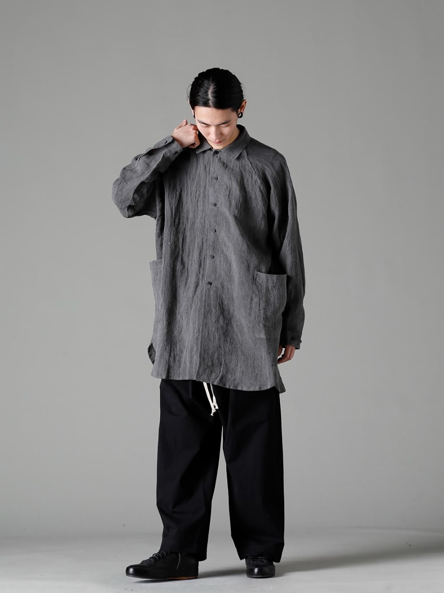 O project 23SS(春夏) 見出し4 -  Overshirt Dark Sumi O15TS2-KINARI 3/4 Sleeve Tee Cotton Hemp Jersey Kinari O15TR4-BLACK Jogging Trousers Water-Repellent Dense Cross Black Handsewn-Classic-Lo Handsewn Classic-Lo   4-001