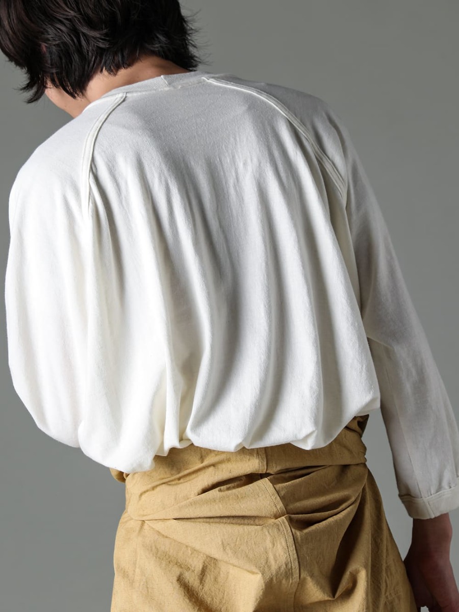 O PROJECT 23SS Can be worn in midsummer as shaped high-waisted trousers by tying the sleeves  - O15JS1-MUSTARD-Jumpsuit Mustard Fine Canvas - O15TS2-KINARI-3/4 Sleeve Tee Cotton Hemp Jersey Kinari - Lugged-Runner-FEIT lugged runner 2-003