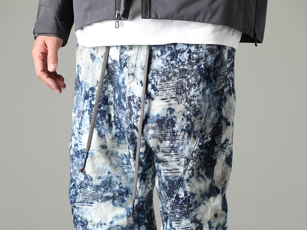 D.HYGEN 2023SS Impactful item with several types of processing - ST107-1023S(Splash Bleach Patchwork Jacquard Stretch Cotton Tapered Cropped Pants) - 3-004
