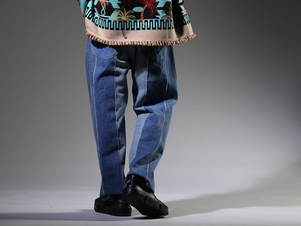 インク / グイディ 2023SS ヴィンテージデニムを解体、再構築することで唯一無二の表情に - ink23-12-M-2(ジャンブルパンツ - M2) GJ02-BLKT(レースアップブーツ - ホースフルグレインレザー - GJ02) - 3-003