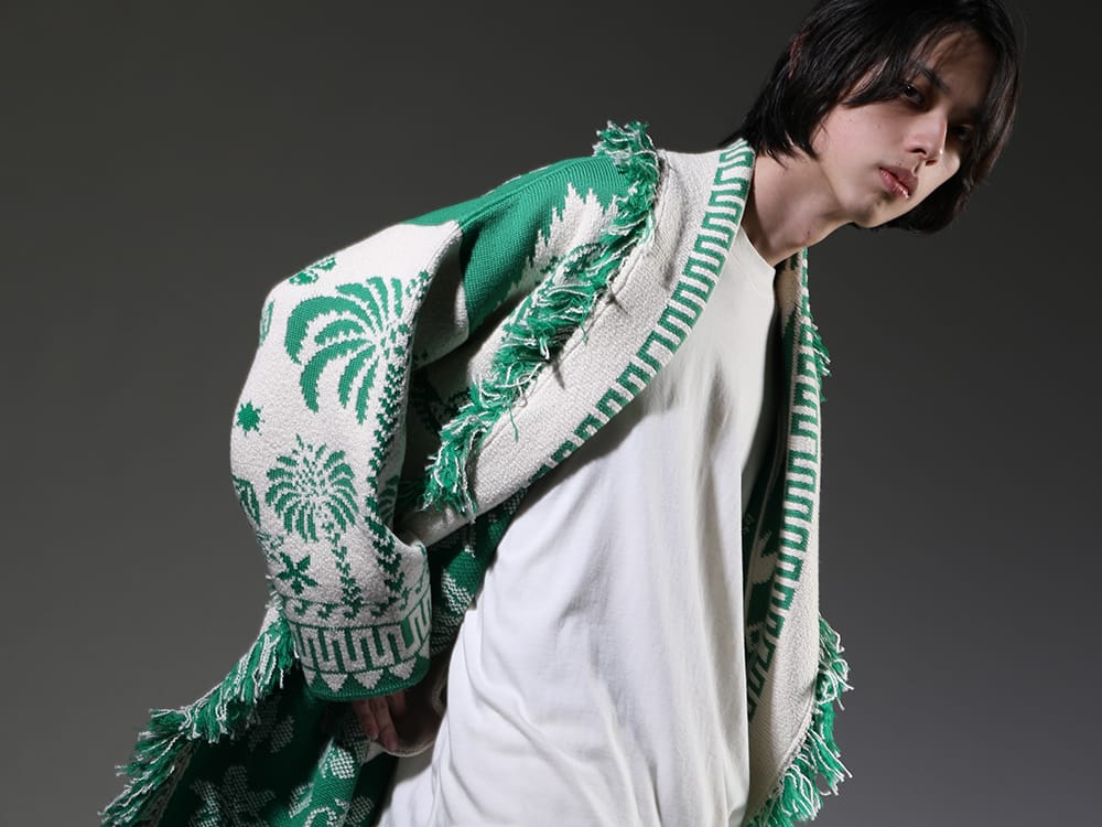 ALANUI / O PROJECT 2023SS - Coat with an ethnic atmosphere - LMHS23-109(The Explosion Of Nature Coat) O15TS1-KINARI(SS TEE Cotton Hemp Jersey KINARI) - 2-004