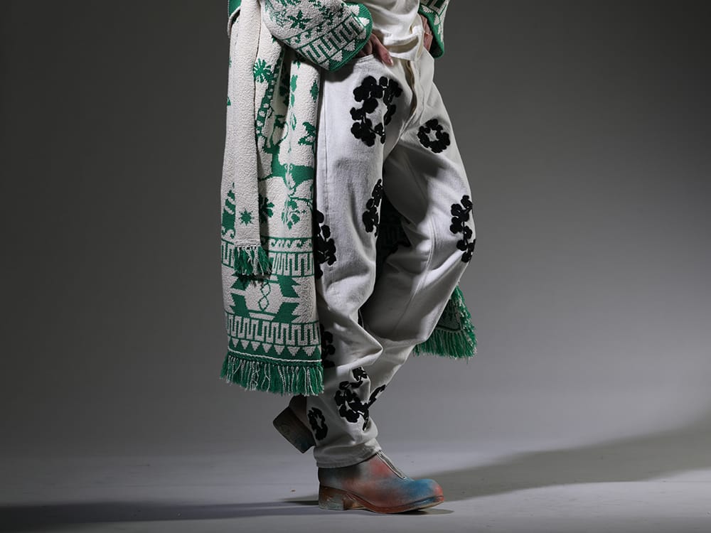 DENIM TEARS  / GUIDI 2023SS Iconic one produced based on the denim pants of Levi's - DT-S22-0000-012(COTTON WREATH Chainstitch Jean White - 501-500-30) PL2_ART(Limited Long Front Zip Boots - Horse Full Grain Leather - ART) - 3-003