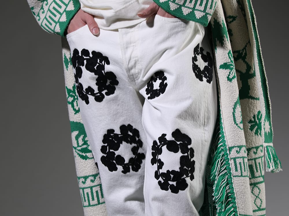 DENIM TEARS 2023SS Iconic one produced based on the denim pants of Levi's - DT-S22-0000-012(COTTON WREATH Chainstitch Jean White - 501-500-30) - 3-004