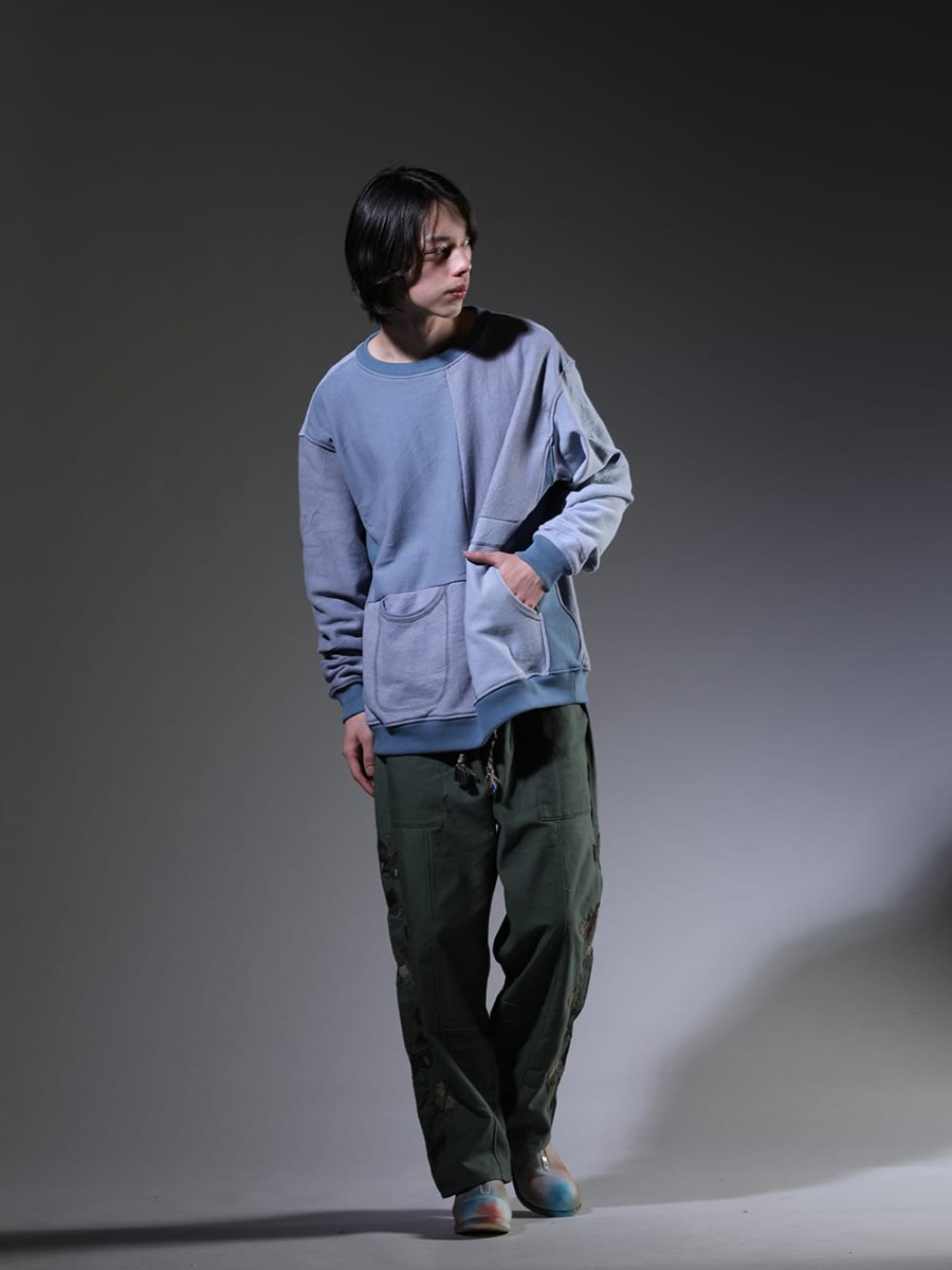 ink / GUIDI 2023SS - Casual look with military feel - ink23-04-Sax(Military Reverse Sweat Sax) ink23-11(Bakerfly Pants) PL2_ART(Limited Long Front Zip Boots - Horse Full Grain Leather - ART) - 1-004