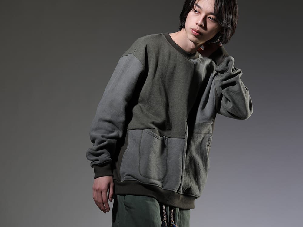 ink 2023SS - Sweatshirt that creates different flavor for each item - ink23-04-Khaki(Military Reverse Sweat Khaki) - 2-001