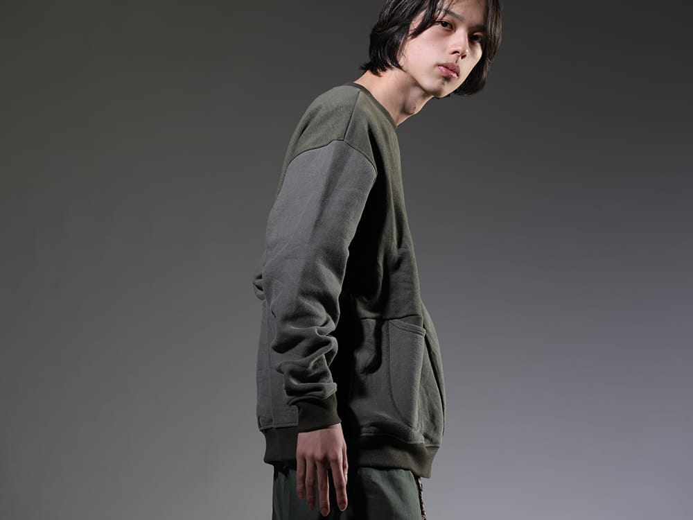 ink 2023SS - Sweatshirt that creates different flavor for each item - ink23-04-Khaki(Military Reverse Sweat Khaki) - 2-002