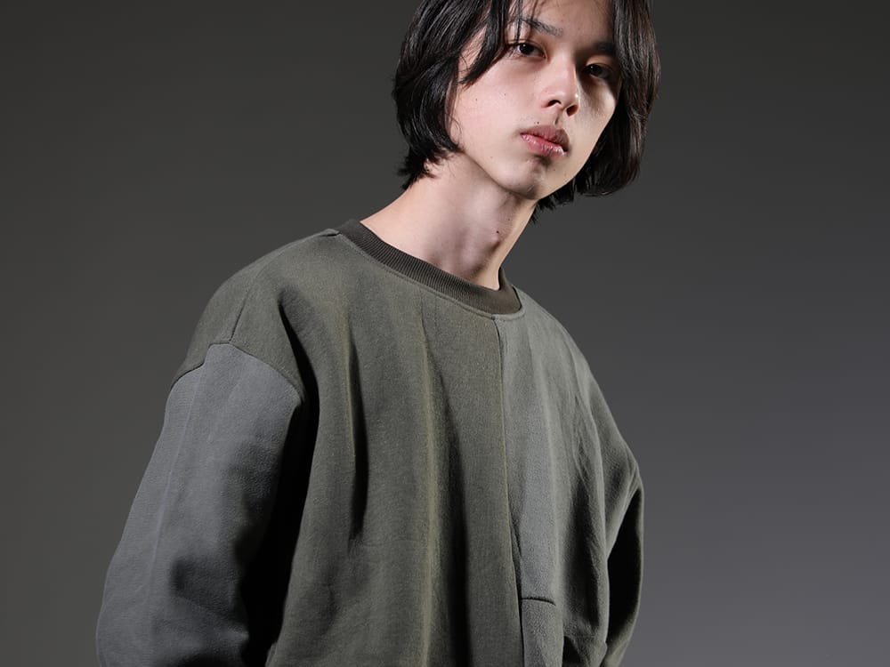 ink 2023SS - Sweatshirt that creates different flavor for each item - ink23-04-Khaki(Military Reverse Sweat Khaki) - 2-004