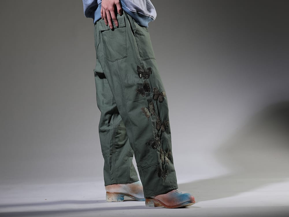 ink / GUIDI 2023SS Baker pants with eye-catching embroidered design on the side. - ink23-11(Bakerfly Pants) PL2_ART(Limited Long Front Zip Boots - Horse Full Grain Leather - ART) - 3-002