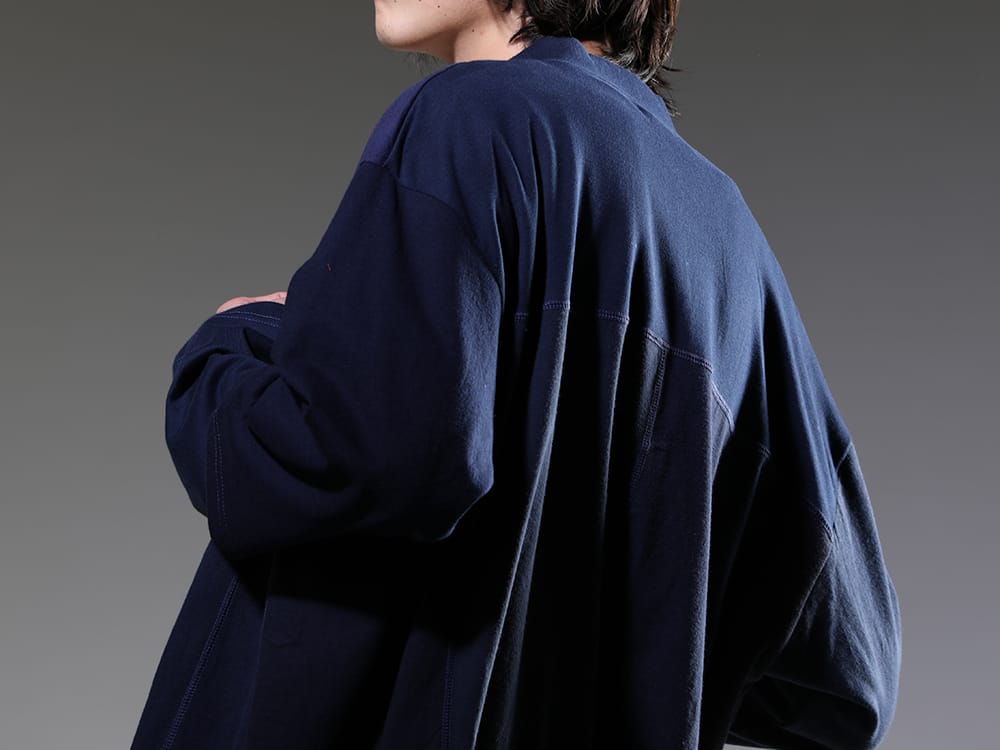 インク 2023SS - Tシャツをリメイクしたユニークさを感じるカーディガン - ink23-05-Navy(アップサイドダウン カーディガン ネイビー) - 2-007