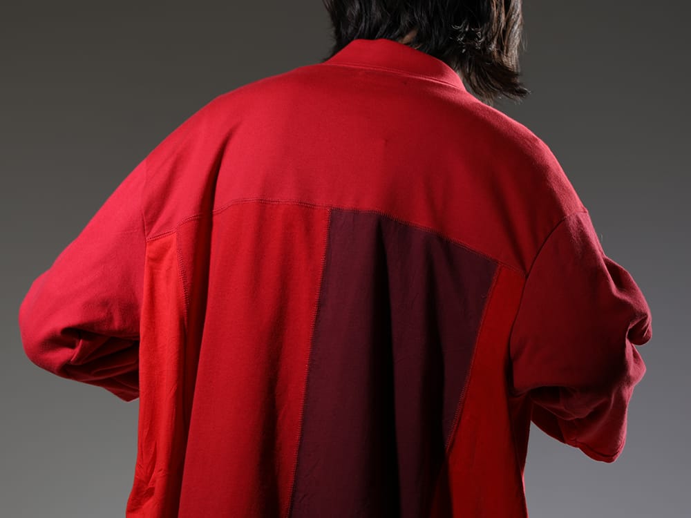 インク / セントマイケル 2023SS - Tシャツをリメイクしたユニークさを感じるカーディガン - ink23-05-Red(アップサイドダウン カーディガン レッド) - 2-013